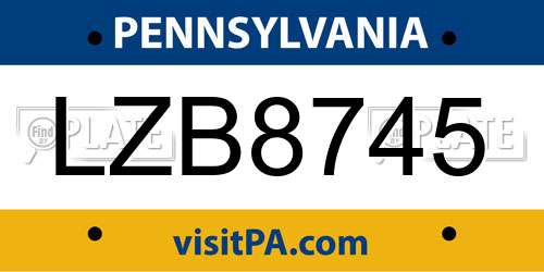 LZB8745 Pennsylvania License Plate