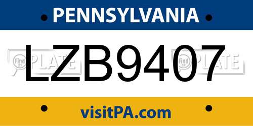 LZB9407 Pennsylvania License Plate