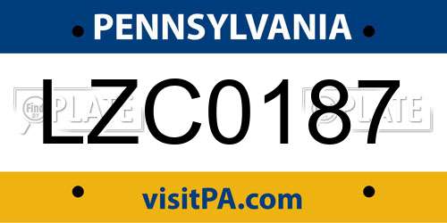 LZC0187 Pennsylvania License Plate