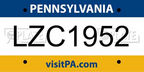 LZC1952 Pennsylvania License Plate