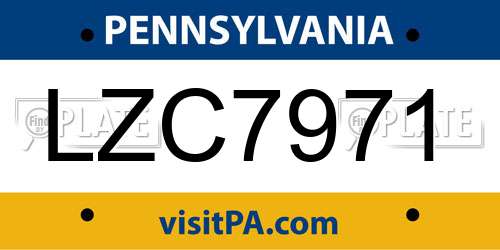 LZC7971 Pennsylvania License Plate