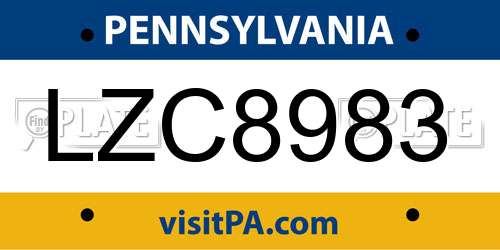 LZC8983 Pennsylvania License Plate