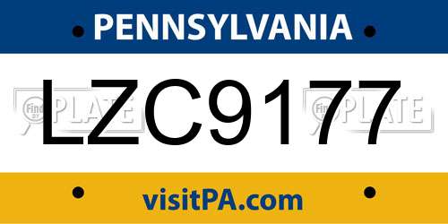 LZC9177 Pennsylvania License Plate