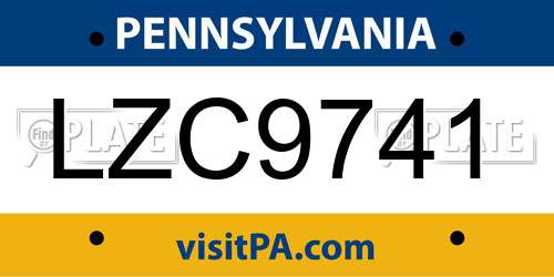 LZC9741 Pennsylvania License Plate