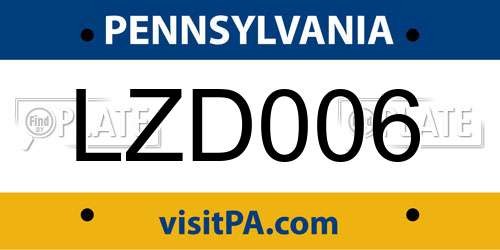 LZD006 Pennsylvania License Plate