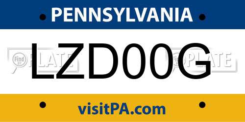 LZD00G Pennsylvania License Plate