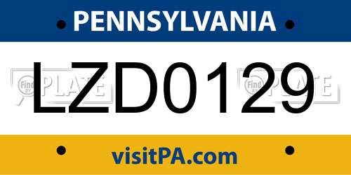 LZD0129 Pennsylvania License Plate
