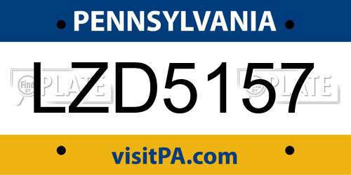 LZD5157 Pennsylvania License Plate