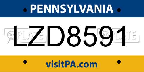LZD8591 Pennsylvania License Plate