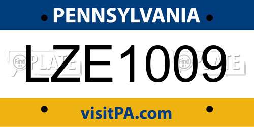 LZE1009 Pennsylvania License Plate