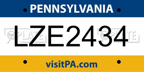 LZE2434 Pennsylvania License Plate