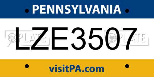 LZE3507 Pennsylvania License Plate