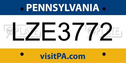 LZE3772 Pennsylvania License Plate