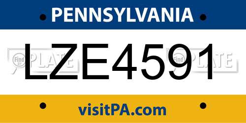 LZE4591 Pennsylvania License Plate