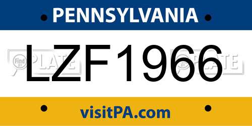LZF1966 Pennsylvania License Plate