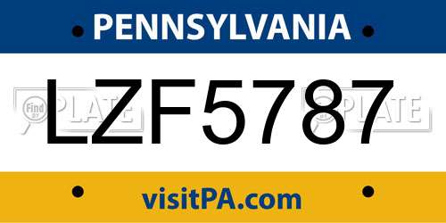 LZF5787 Pennsylvania License Plate