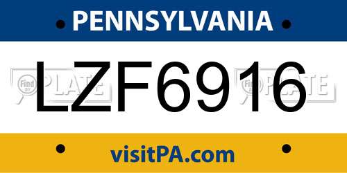 LZF6916 Pennsylvania License Plate
