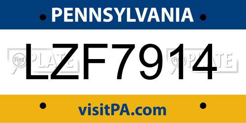 LZF7914 Pennsylvania License Plate