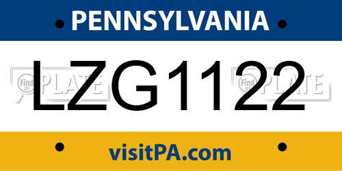 LZG1122 Pennsylvania License Plate