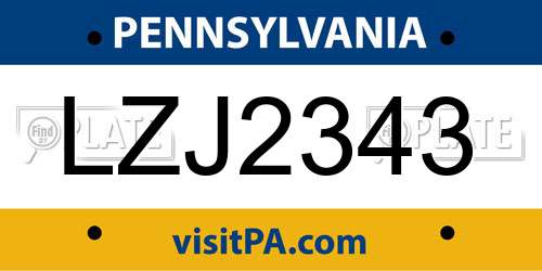LZJ2343 Pennsylvania License Plate