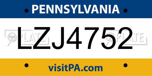 LZJ4752 Pennsylvania License Plate