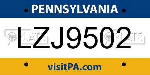 LZJ9502 Pennsylvania License Plate