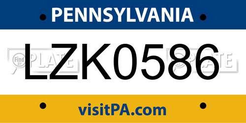 LZK0586 Pennsylvania License Plate