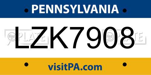 LZK7908 Pennsylvania License Plate