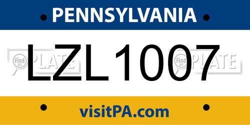 LZL1007 Pennsylvania License Plate