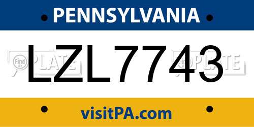 LZL7743 Pennsylvania License Plate