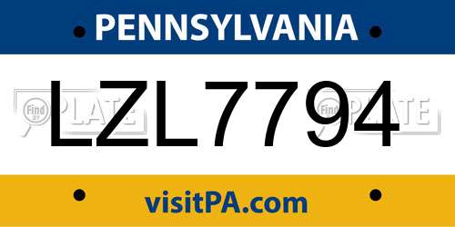 LZL7794 Pennsylvania License Plate