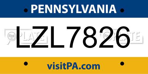 LZL7826 Pennsylvania License Plate