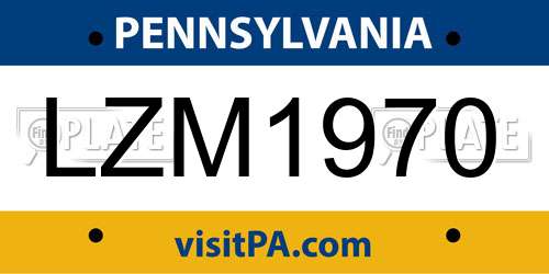 LZM1970 Pennsylvania License Plate