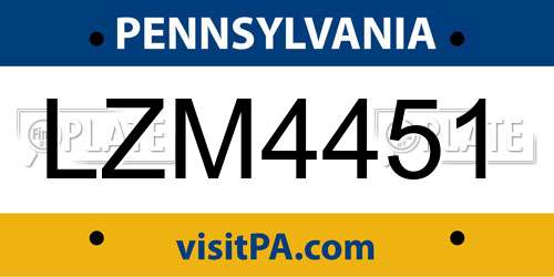 LZM4451 Pennsylvania License Plate