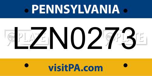 LZN0273 Pennsylvania License Plate