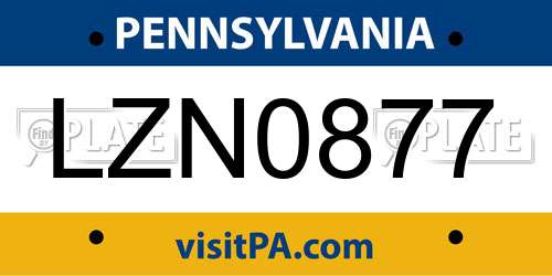 LZN0877 Pennsylvania License Plate