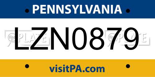 LZN0879 Pennsylvania License Plate