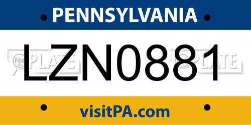 LZN0881 Pennsylvania License Plate