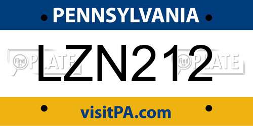 LZN212 Pennsylvania License Plate