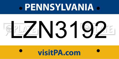 LZN3192 Pennsylvania License Plate