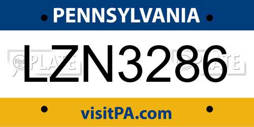 LZN3286 Pennsylvania License Plate