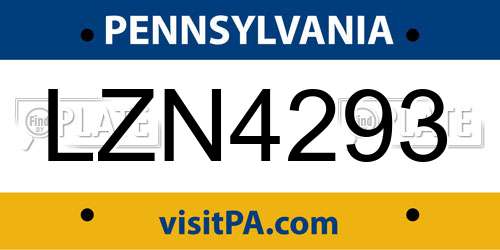 LZN4293 Pennsylvania License Plate