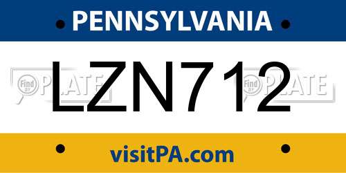 LZN712 Pennsylvania License Plate