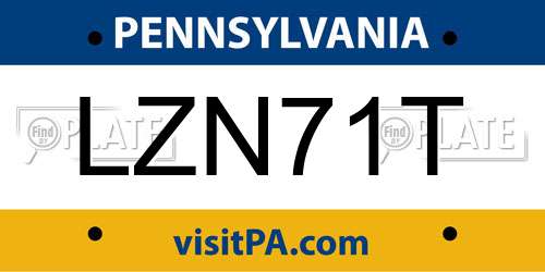 LZN71T Pennsylvania License Plate