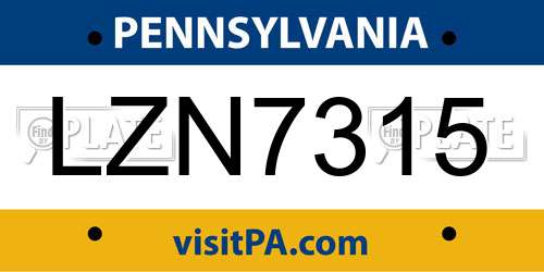 LZN7315 Pennsylvania License Plate