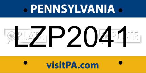 LZP2041 Pennsylvania License Plate