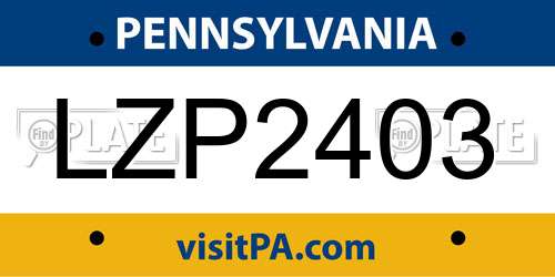 LZP2403 Pennsylvania License Plate