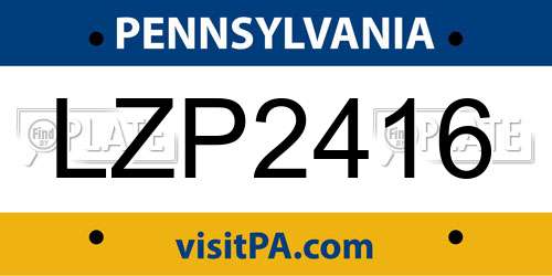 LZP2416 Pennsylvania License Plate