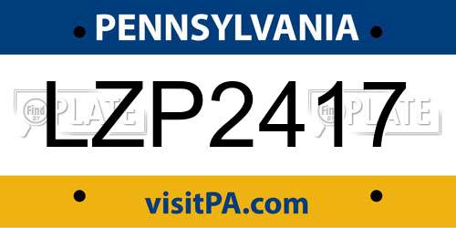 LZP2417 Pennsylvania License Plate