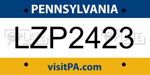 LZP2423 Pennsylvania License Plate